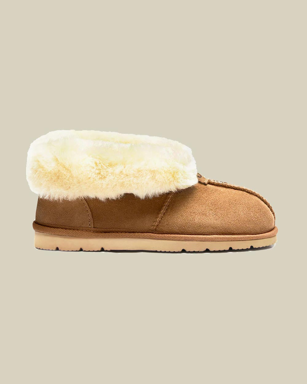 ankle sheepskin slippers chestnut side