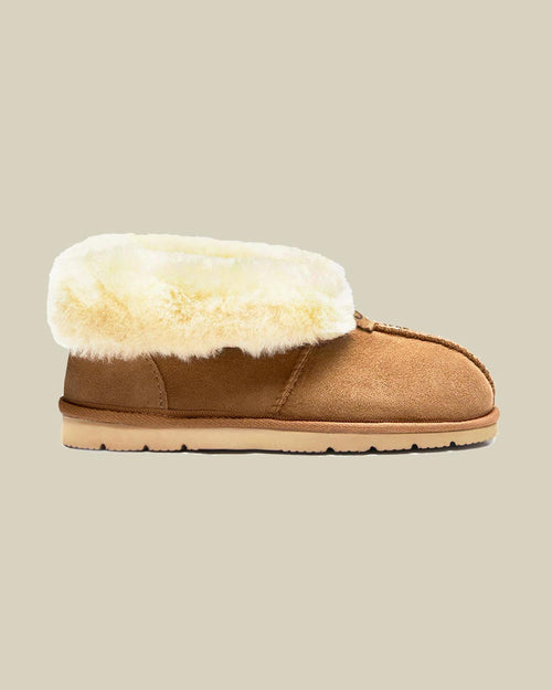 ankle sheepskin slippers chestnut side