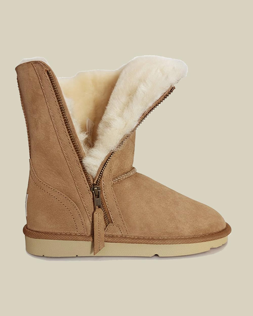 Mid Zip Sheepskin Boots