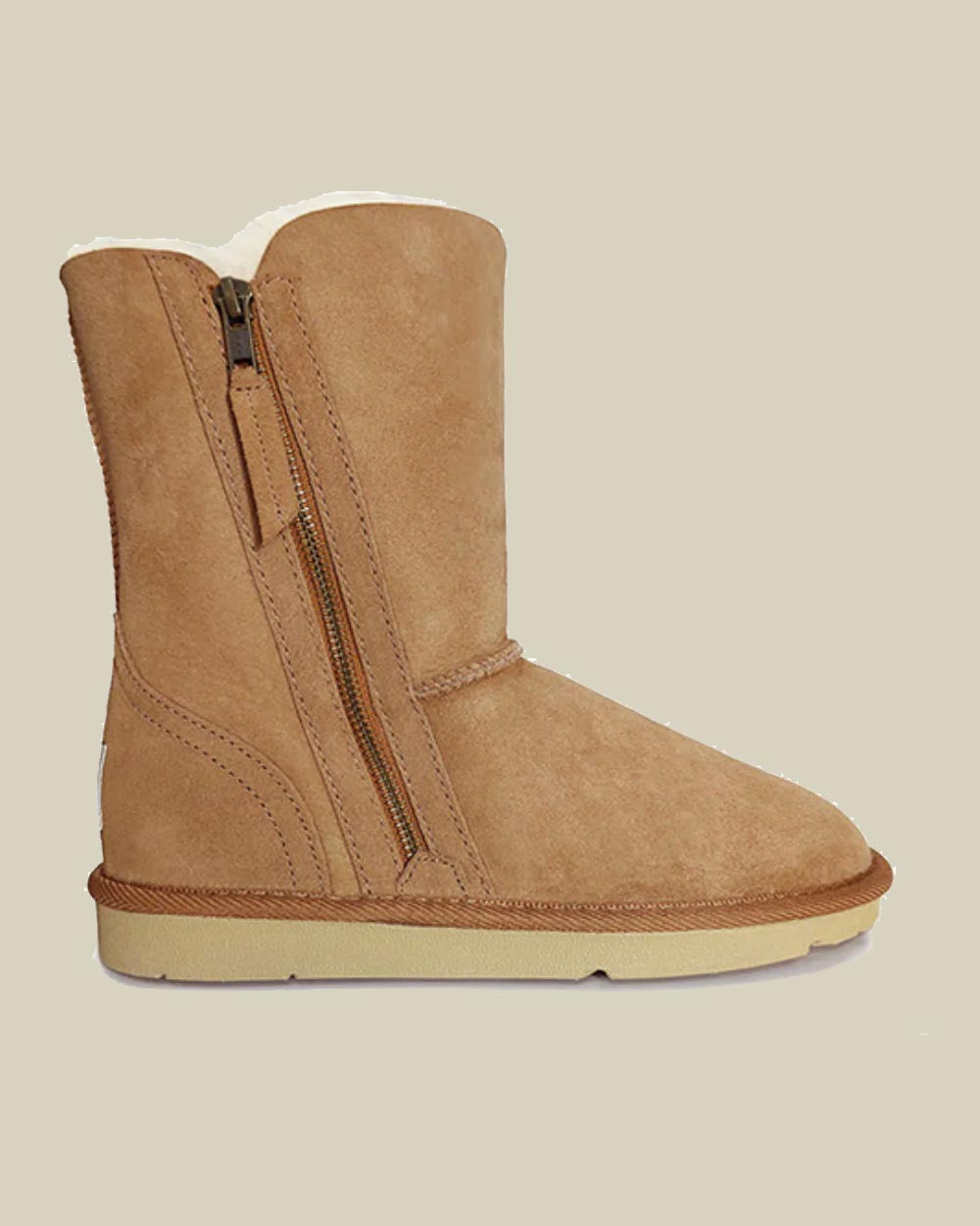 Mid Zip Sheepskin Boots