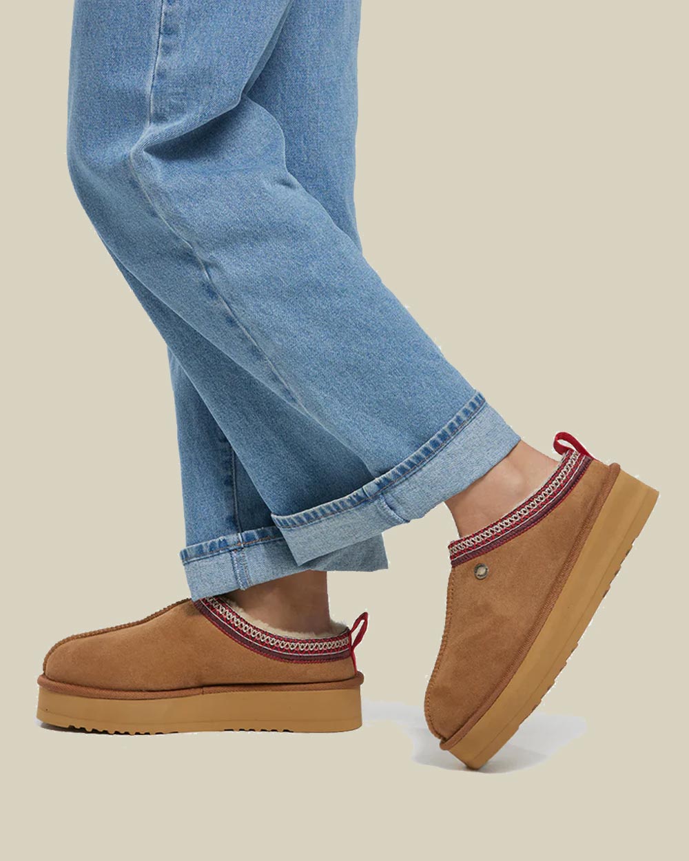 Jasper Platform Sheepskin Slippers